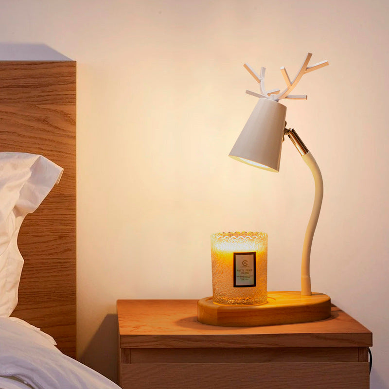 Cylinder Antler Wooden Iron Table Lamp