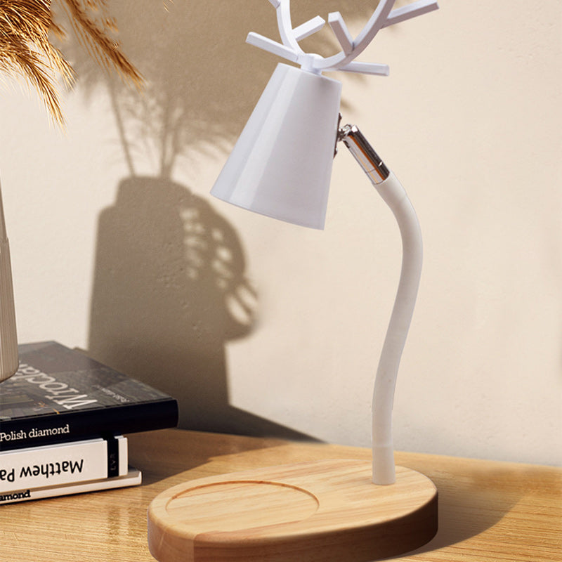Cylinder Antler Wooden Iron Table Lamp