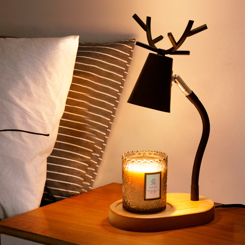 Cylinder Antler Wooden Iron Table Lamp