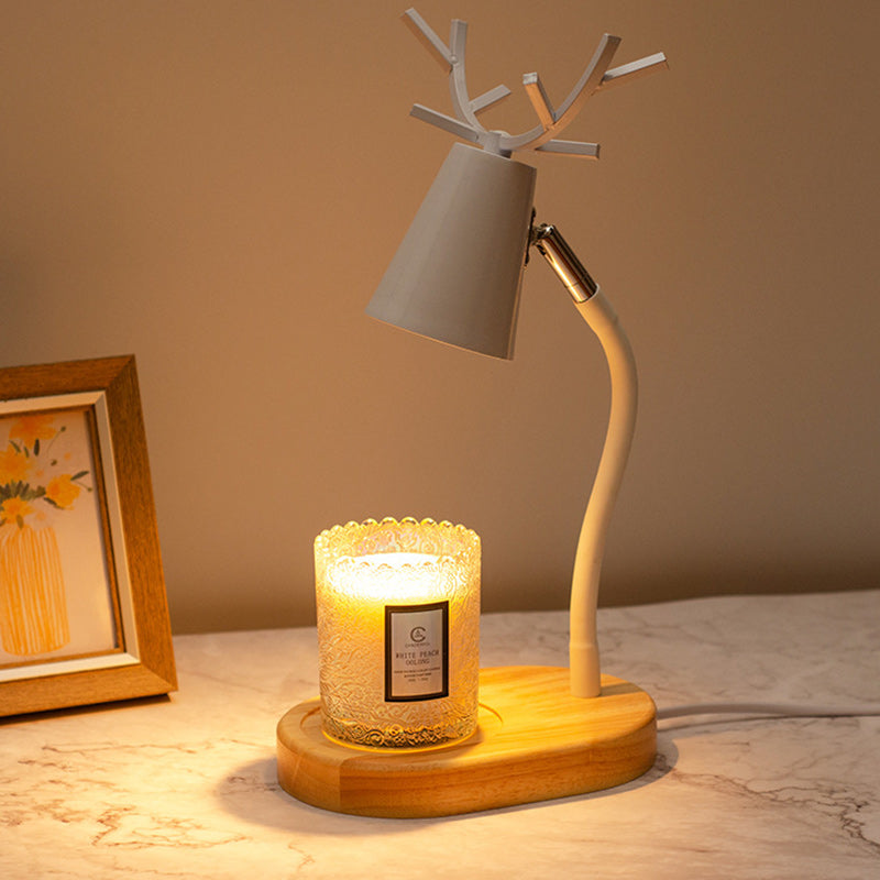 Cylinder Antler Wooden Iron Table Lamp