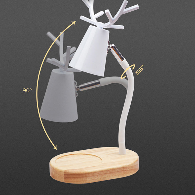 Cylinder Antler Wooden Iron Table Lamp