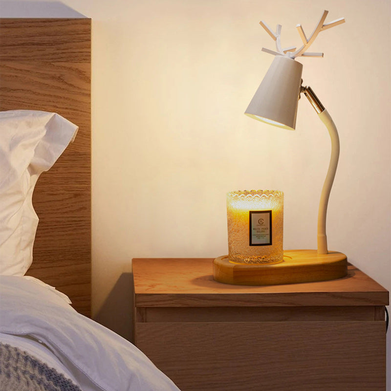 Cylinder Antler Wooden Iron Table Lamp