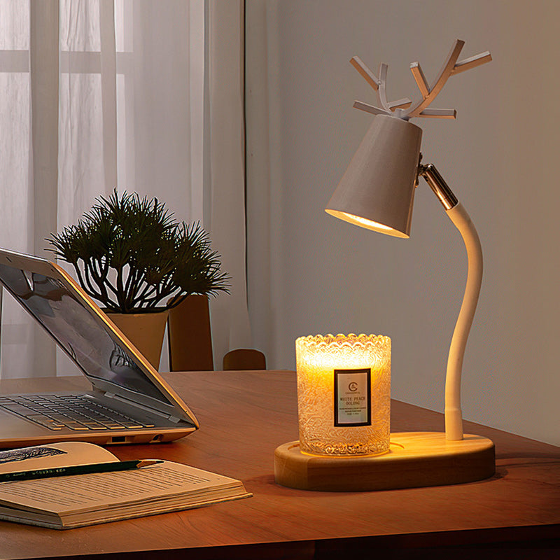 Cylinder Antler Wooden Iron Table Lamp