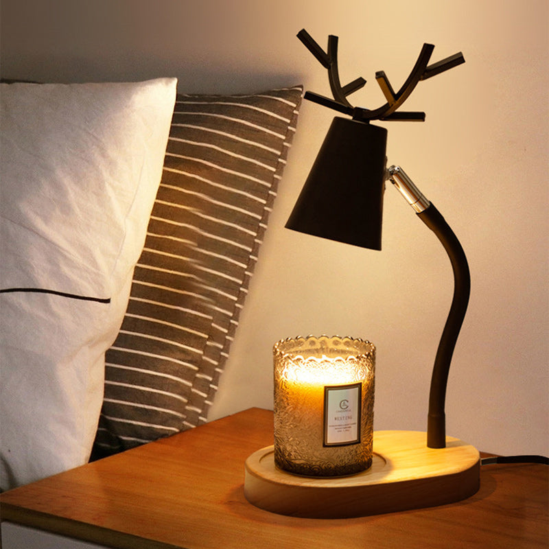 Cylinder Antler Wooden Iron Table Lamp