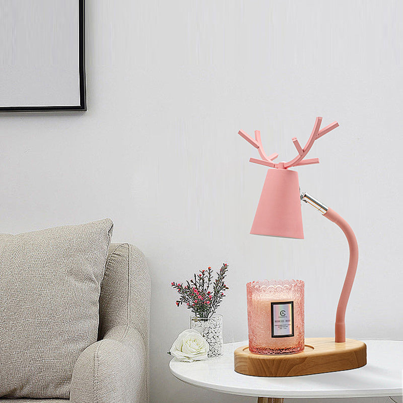 Cylinder Antler Wooden Iron Table Lamp