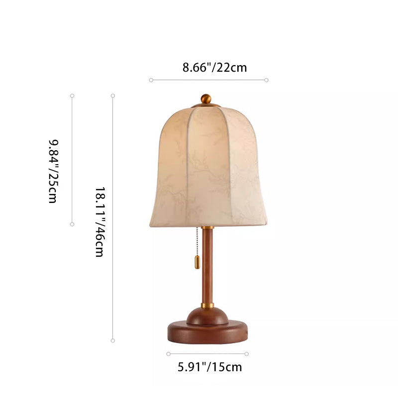 Dome Solid Wood Flower Table Lamp