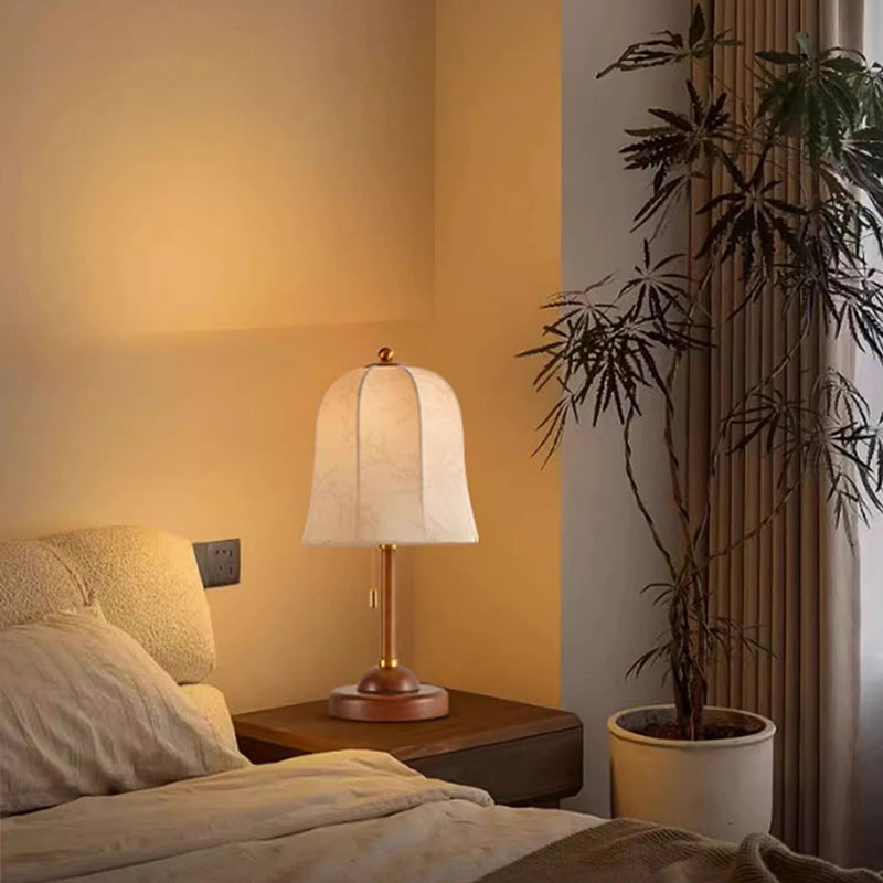 Dome Solid Wood Flower Table Lamp