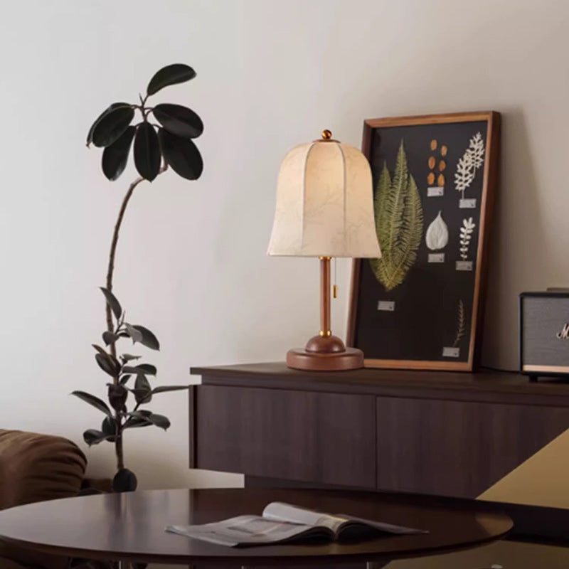 Dome Solid Wood Flower Table Lamp