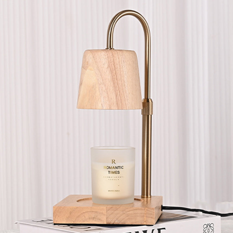 Square Cylindrical Wooden Iron Table Lamp