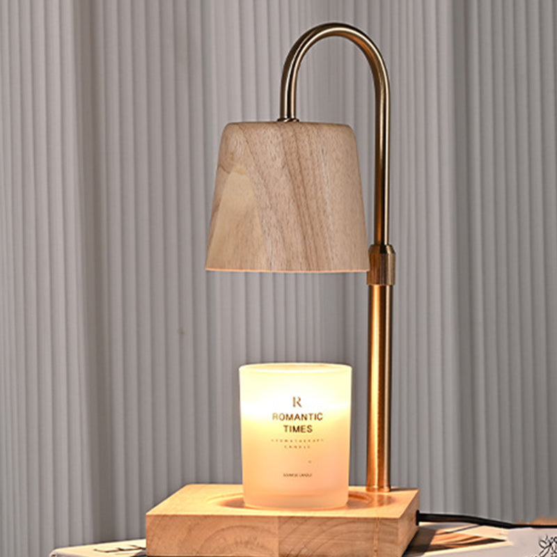 Square Cylindrical Wooden Iron Table Lamp