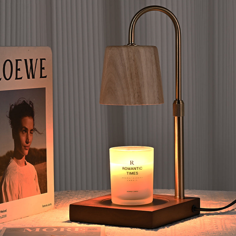 Square Cylindrical Wooden Iron Table Lamp