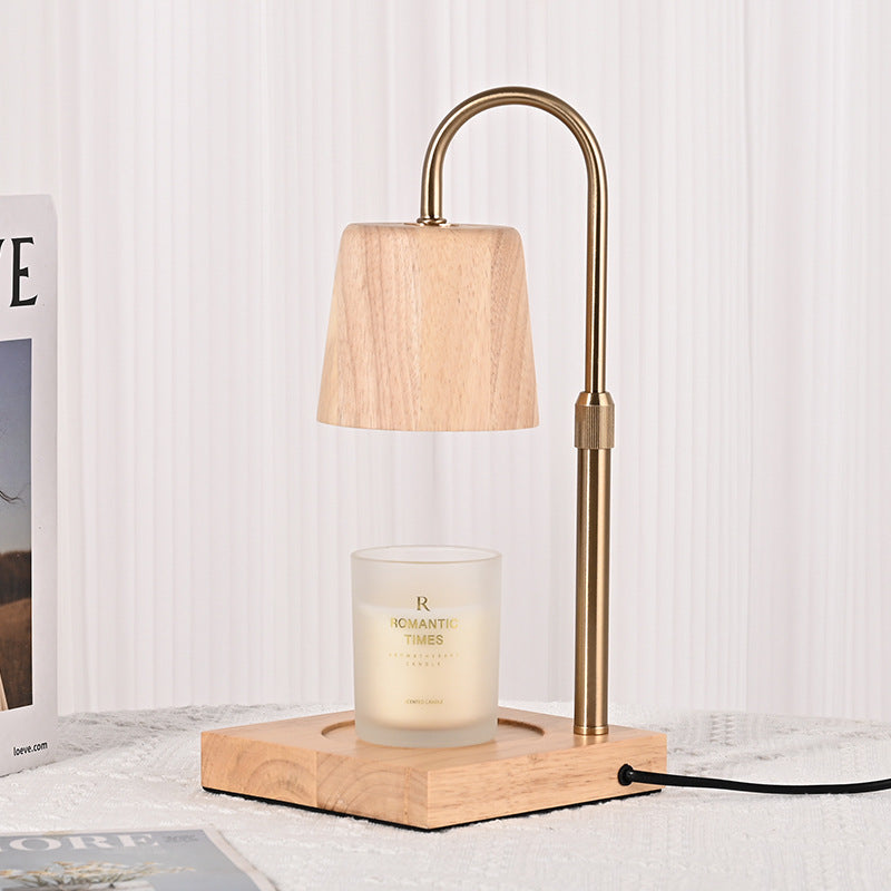 Square Cylindrical Wooden Iron Table Lamp