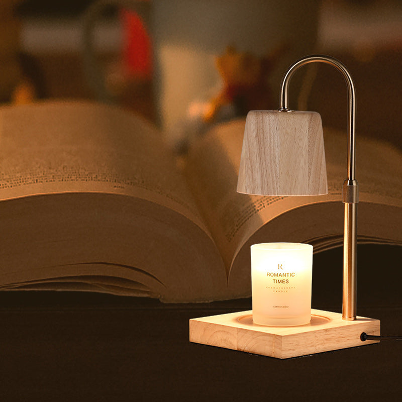 Square Cylindrical Wooden Iron Table Lamp