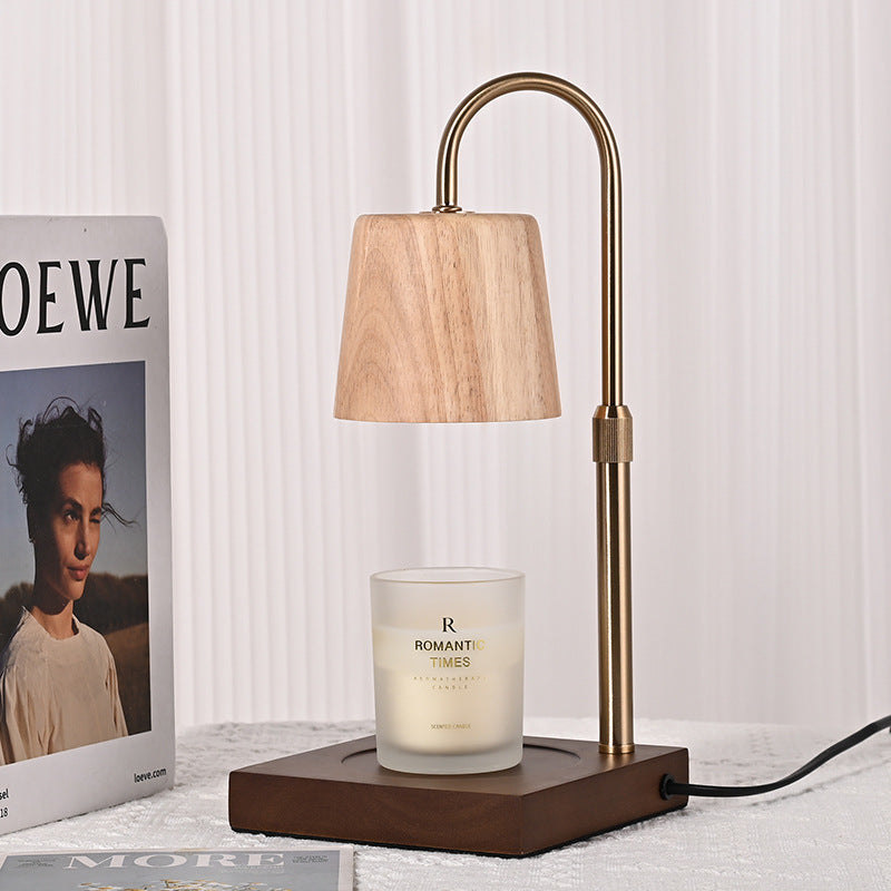 Square Cylindrical Wooden Iron Table Lamp