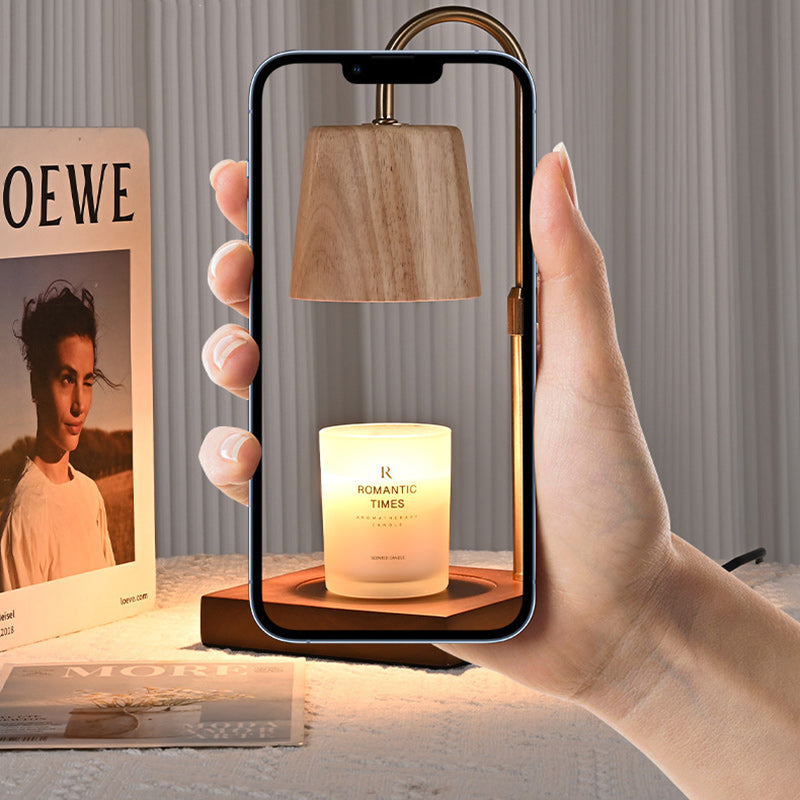 Square Cylindrical Wooden Iron Table Lamp