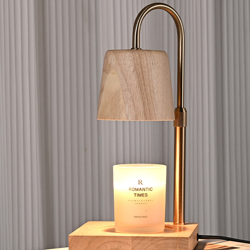 Square Cylindrical Wooden Iron Table Lamp