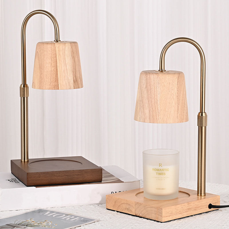 Square Cylindrical Wooden Iron Table Lamp