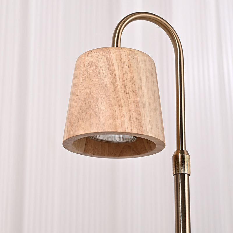 Square Cylindrical Wooden Iron Table Lamp