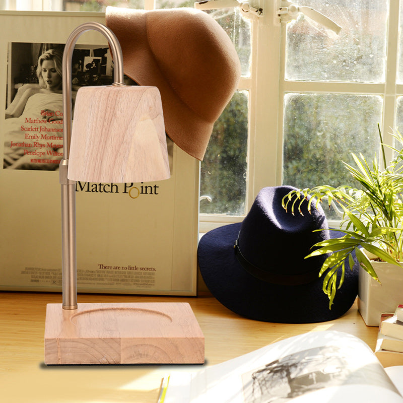 Square Cylindrical Wooden Iron Table Lamp