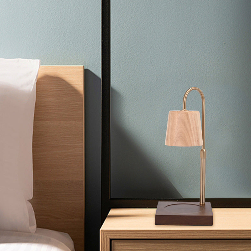 Square Cylindrical Wooden Iron Table Lamp