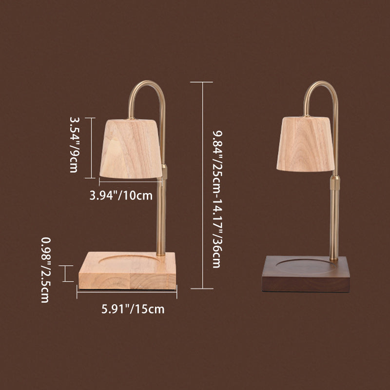 Square Cylindrical Wooden Iron Table Lamp