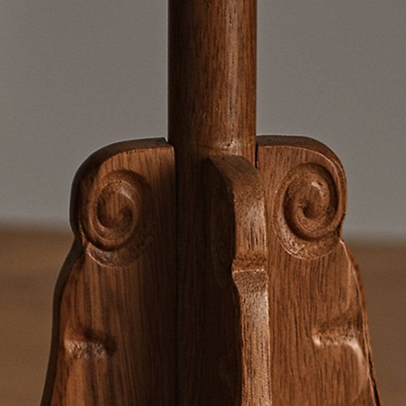 Cylindrical Wood Silk Living Table Lamp