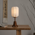 Cylindrical Wood Silk Living Table Lamp