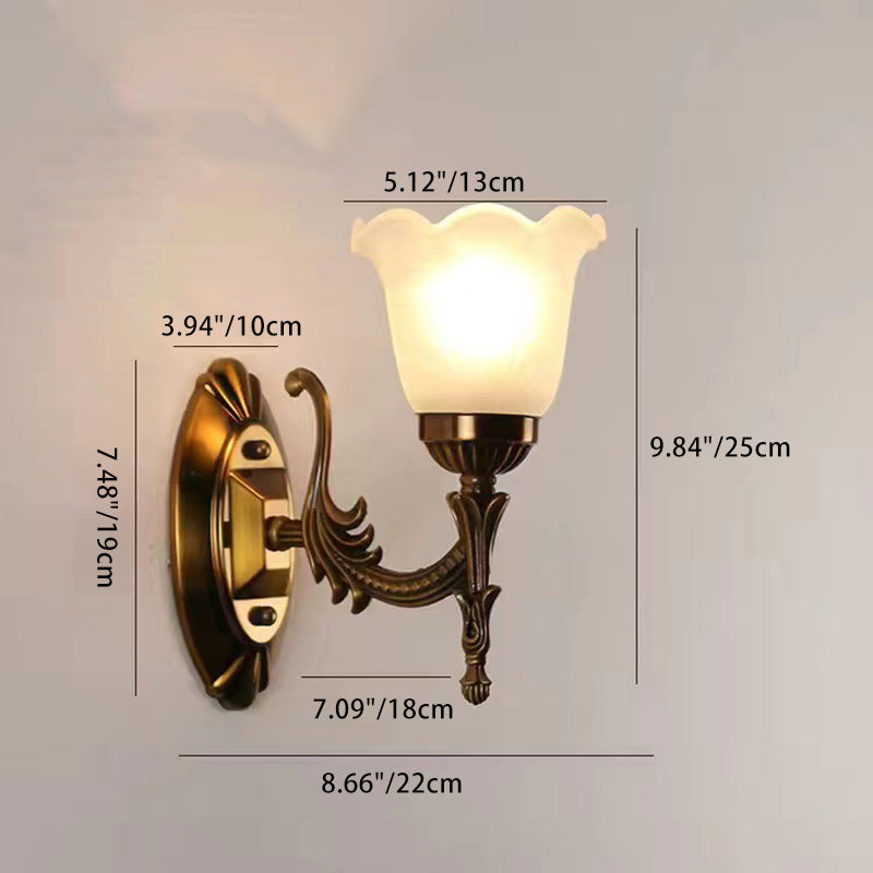 Carved Flower Hardware Glass Wall Lamp