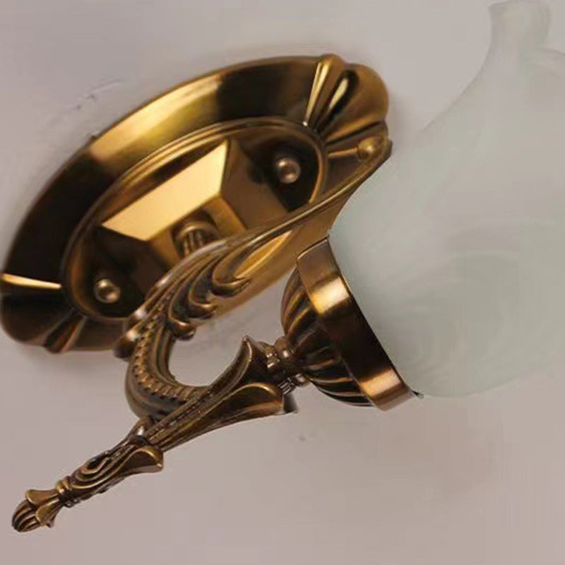 Carved Flower Hardware Glass Wall Lamp