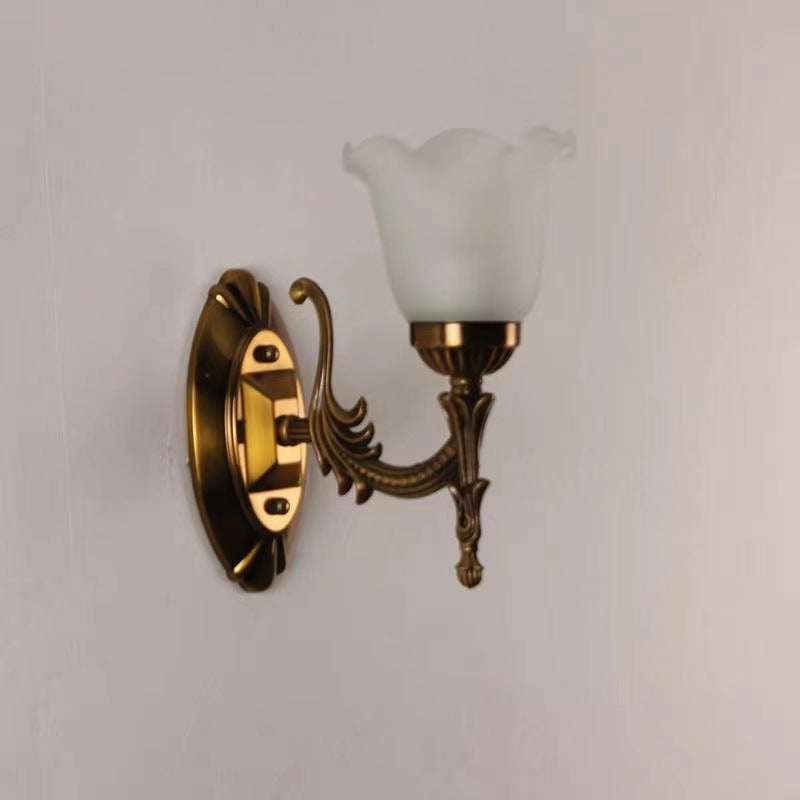 Carved Flower Hardware Glass Wall Lamp