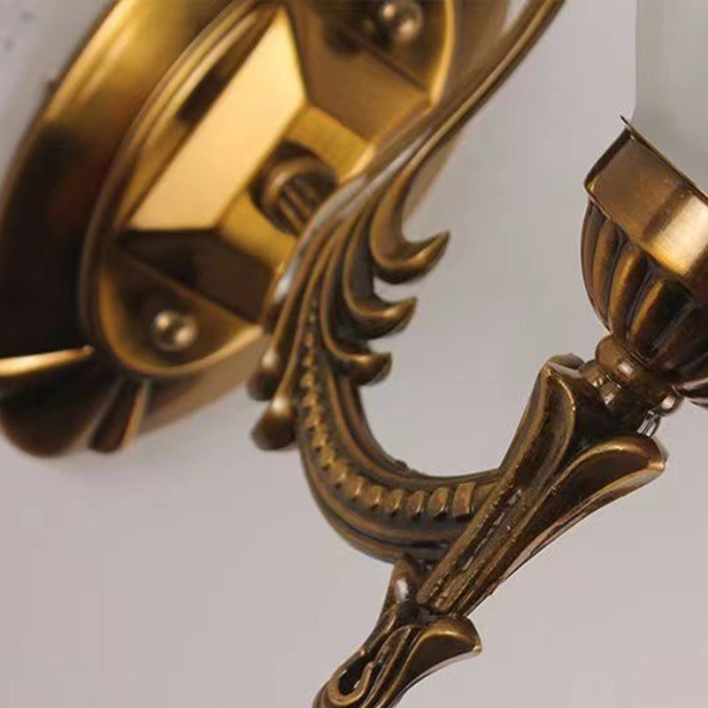 Carved Flower Hardware Glass Wall Lamp