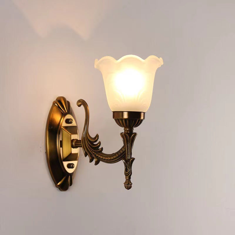 Carved Flower Hardware Glass Wall Lamp