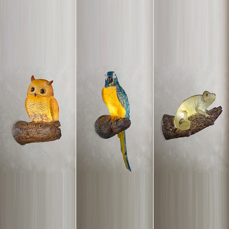 Owl Parrot Lizard Resin Wall Lamp