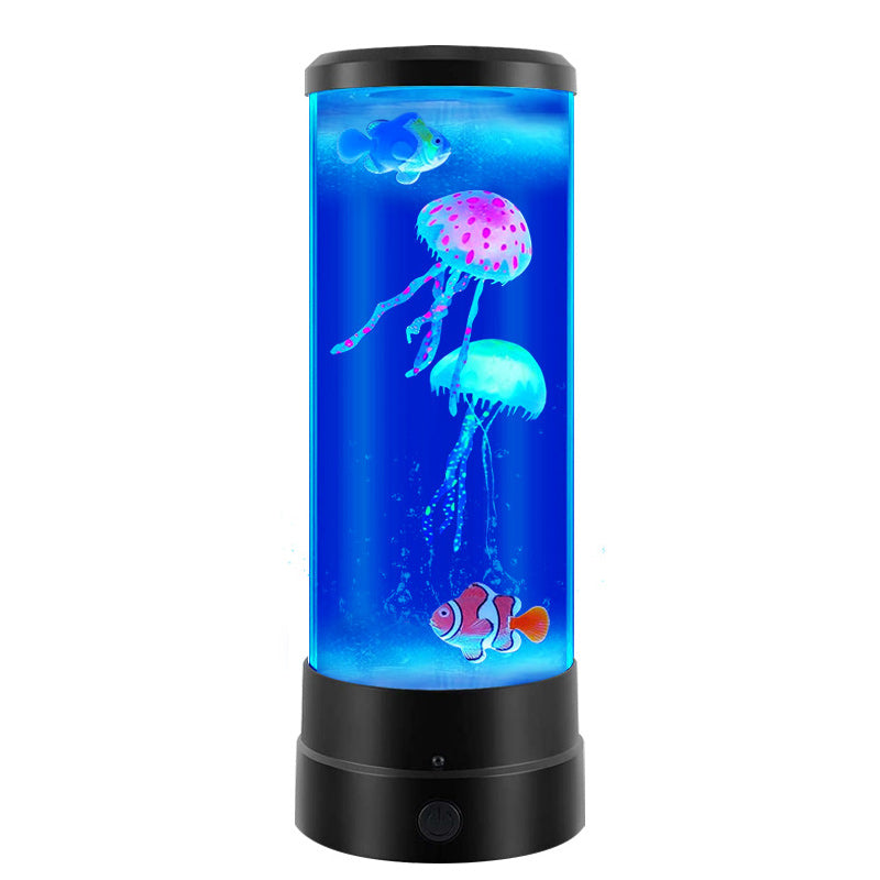 Cylindrical Jellyfish Fish Plastic Table Lamp