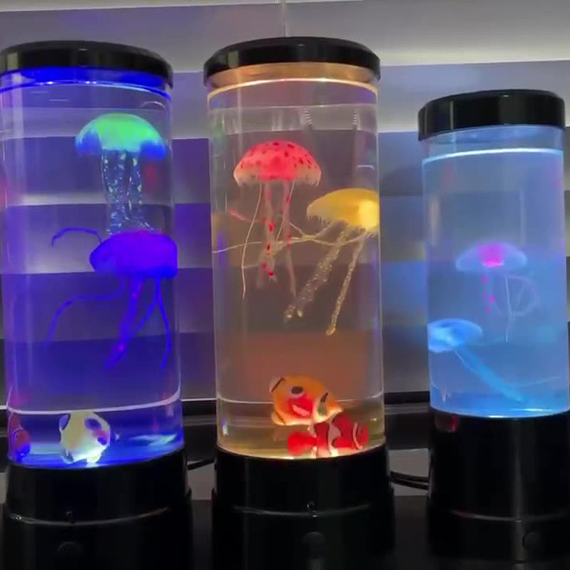 Cylindrical Jellyfish Fish Plastic Table Lamp