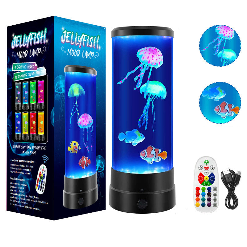 Cylindrical Jellyfish Fish Plastic Table Lamp