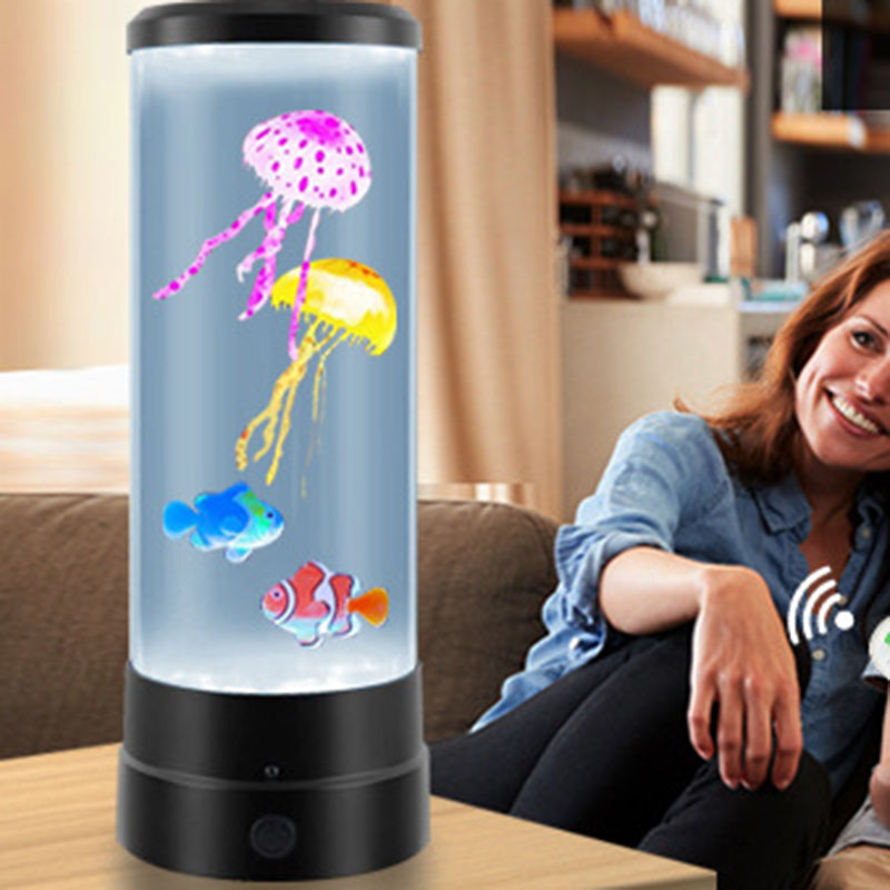 Cylindrical Jellyfish Fish Plastic Table Lamp