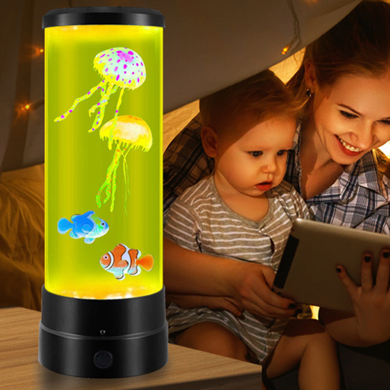 Cylindrical Jellyfish Fish Plastic Table Lamp