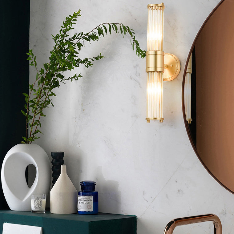 Cylinder Iron Copper Frame Wall Lamp