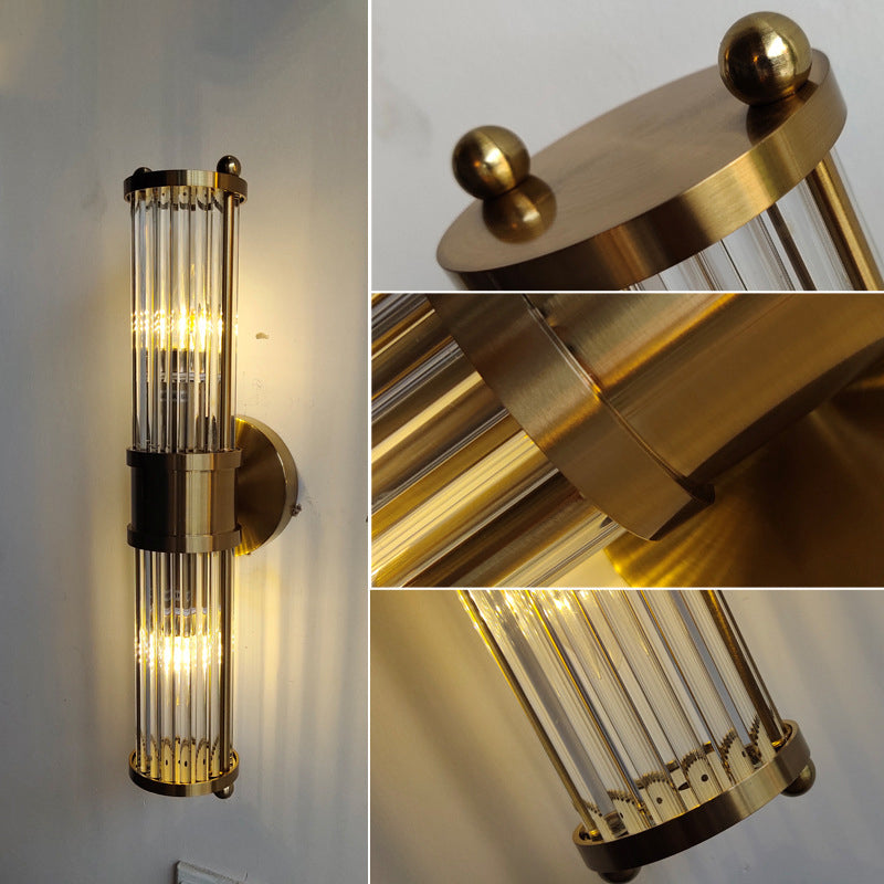 Cylinder Iron Copper Frame Wall Lamp