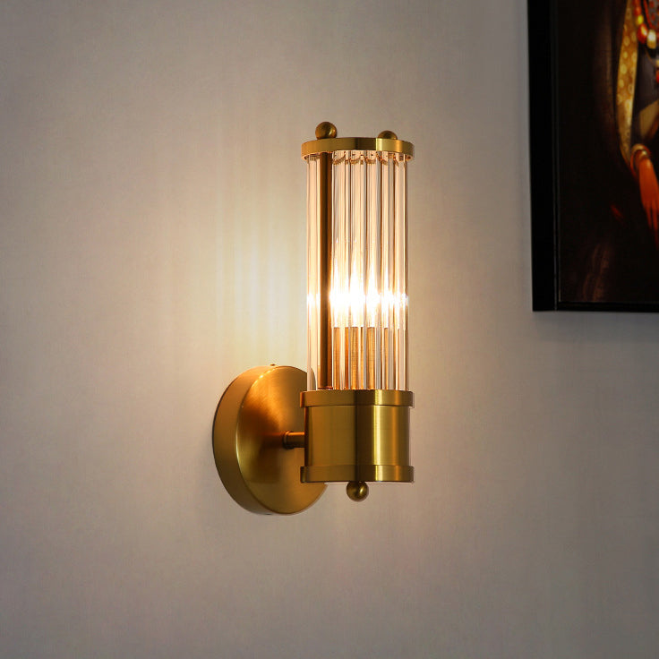 Cylinder Iron Copper Frame Wall Lamp