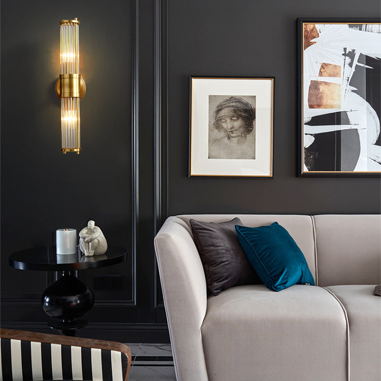Cylinder Iron Copper Frame Wall Lamp