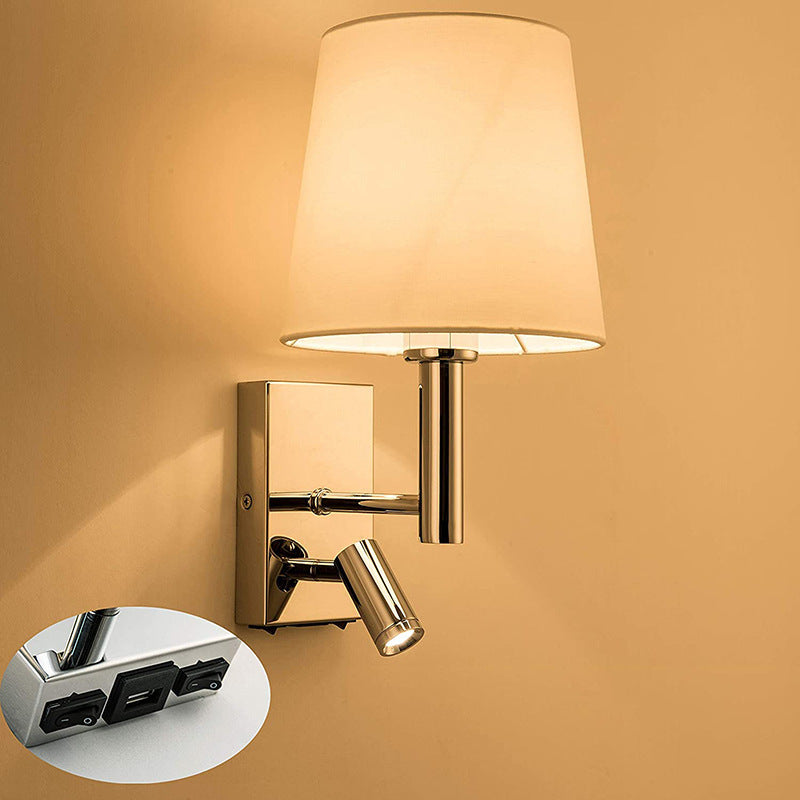 Round Trapezoidal Iron Fabric Wall Lamp