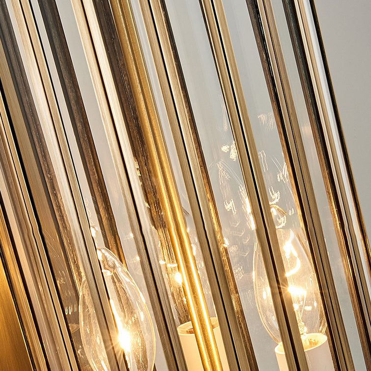 Line Cylinder Copper Frame 3-Light Outdoor Light