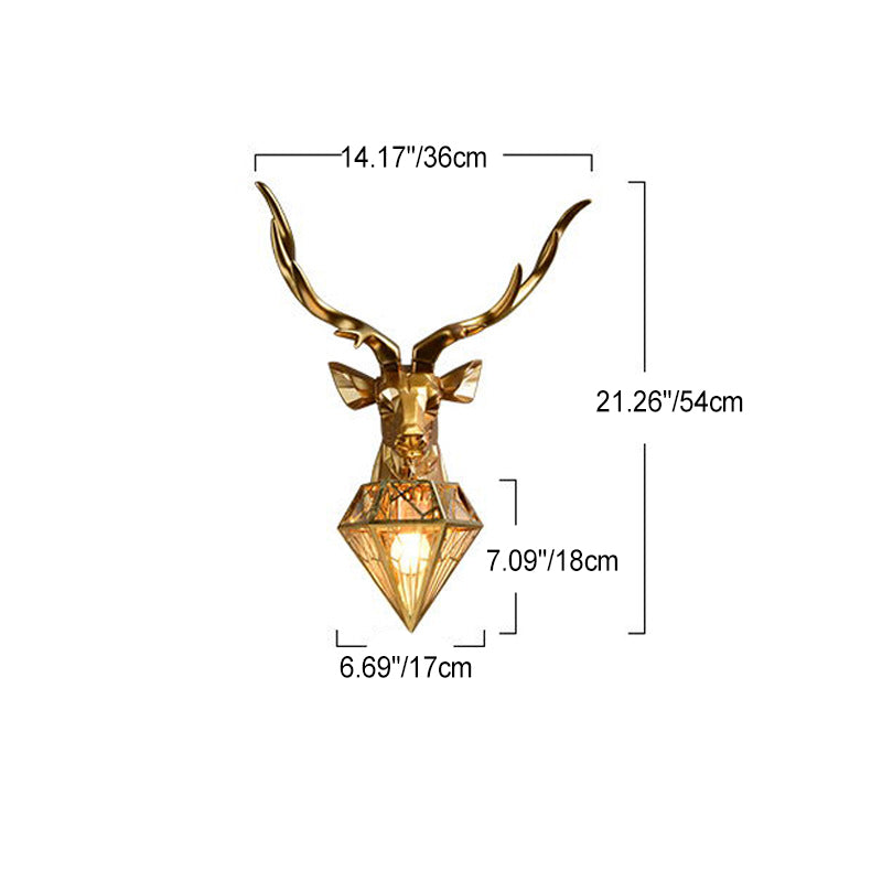 Deer Head Diamond Resin Wall Lamp