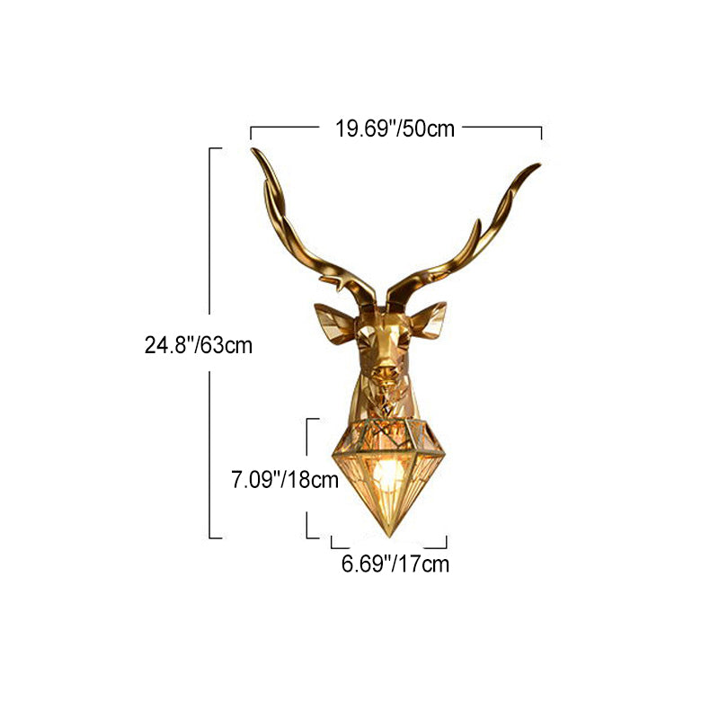 Deer Head Diamond Resin Wall Lamp
