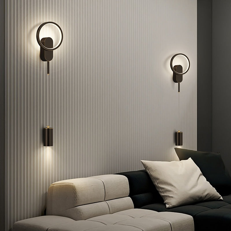 Cylinder Circle Iron Bedroom Wall Lamp