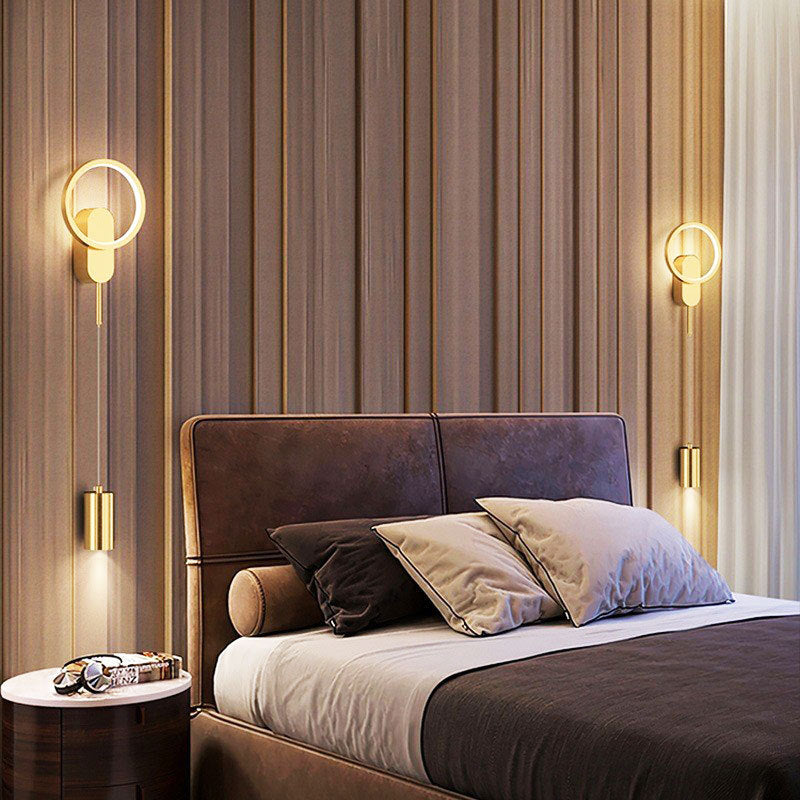 Cylinder Circle Iron Bedroom Wall Lamp