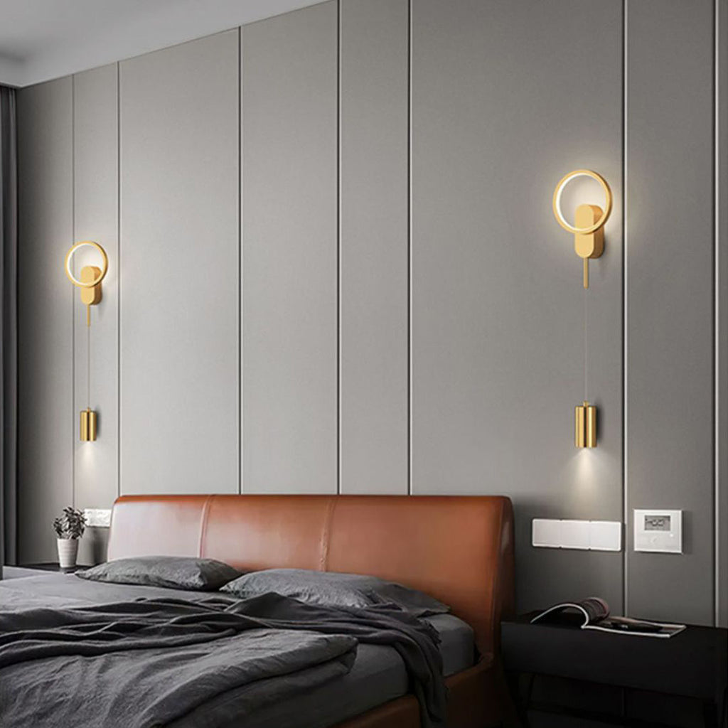 Cylinder Circle Iron Bedroom Wall Lamp