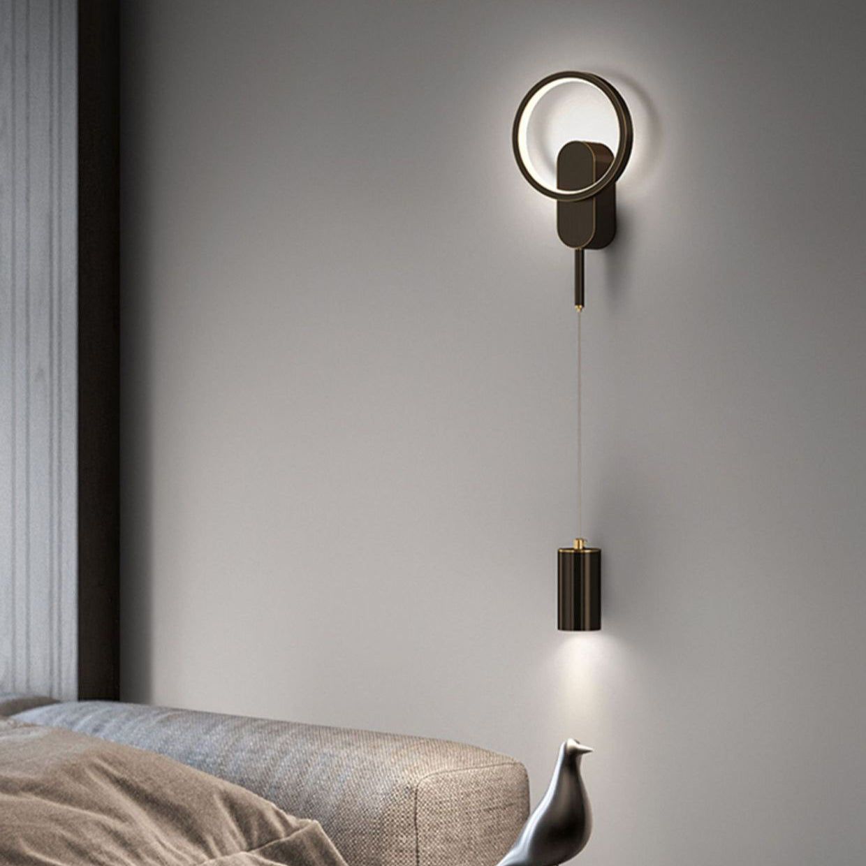 Cylinder Circle Iron Bedroom Wall Lamp